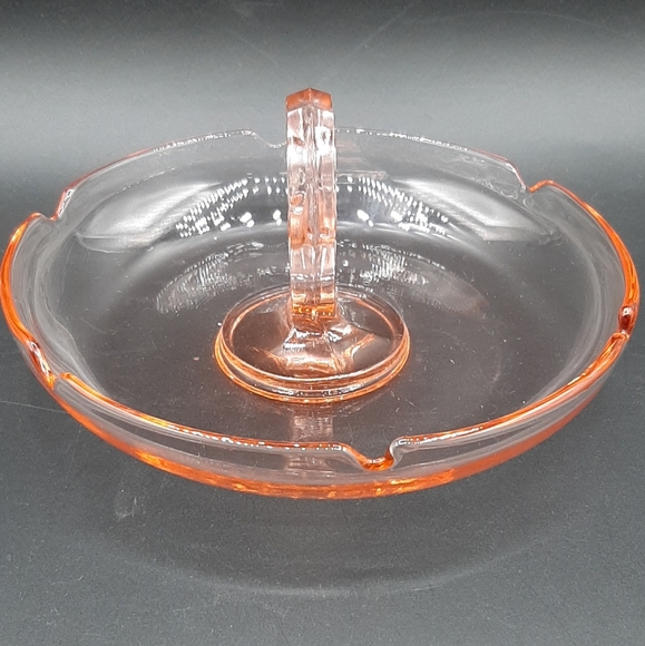 Vintage LE Smith Depression Pink Glass Dish Heart Handle Candy Nut Collectible - Picture 5 of 6